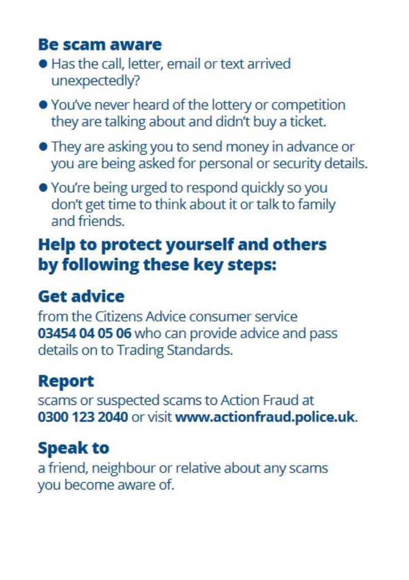 Be scam aware information